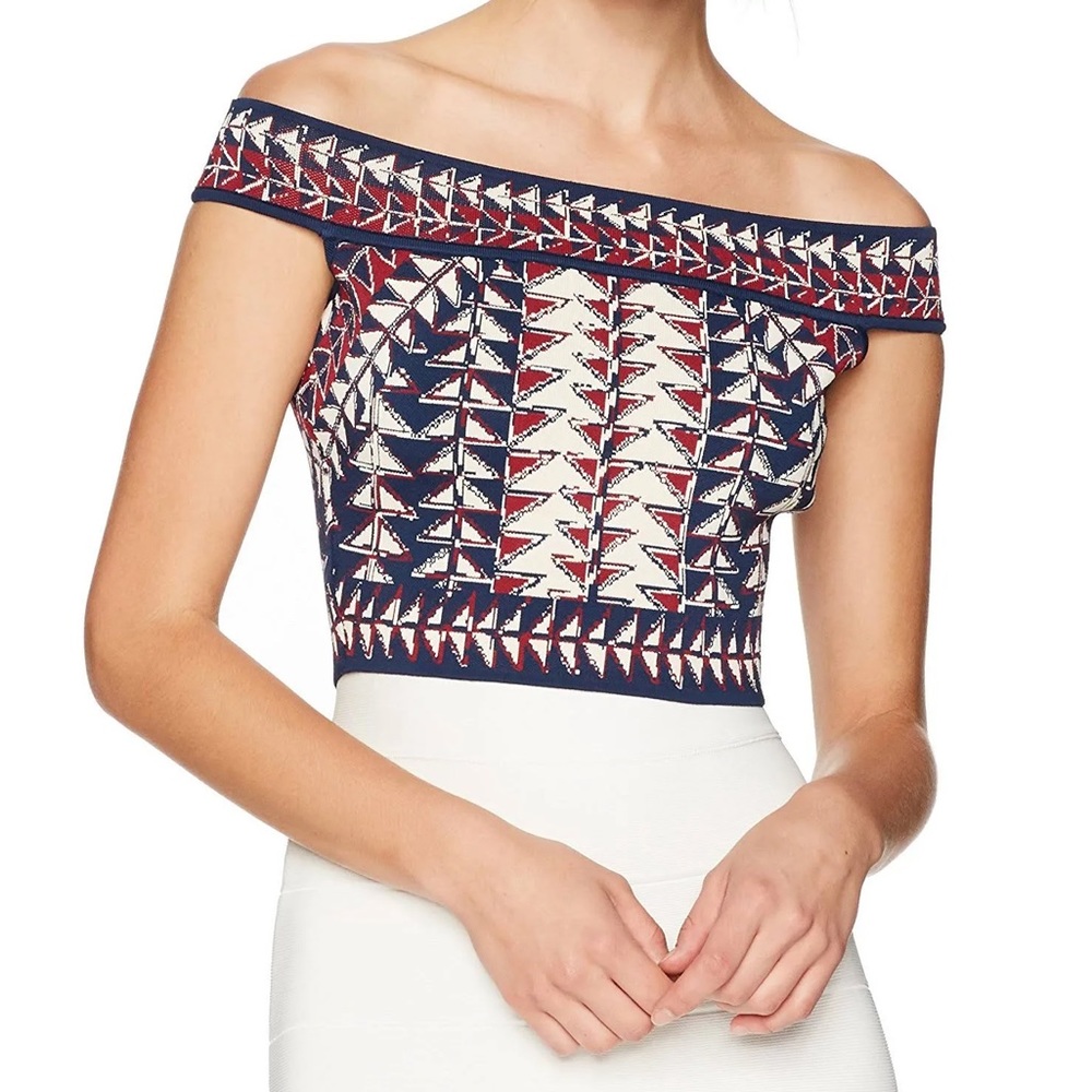 BCBG Maxazria “Kayann” Off Shoulder Bondage Crop Top NWT